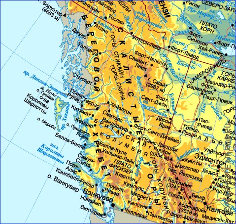 Physique carte de Canada