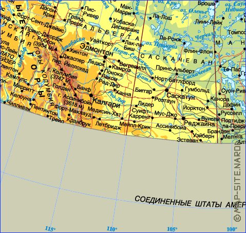 Physique carte de Canada