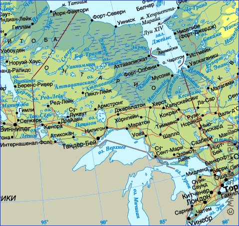 Physique carte de Canada