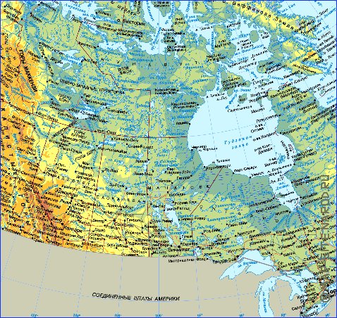 Physique carte de Canada