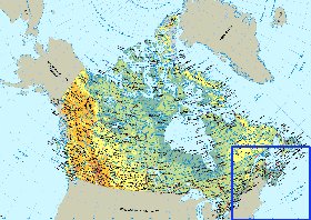 Physique carte de Canada