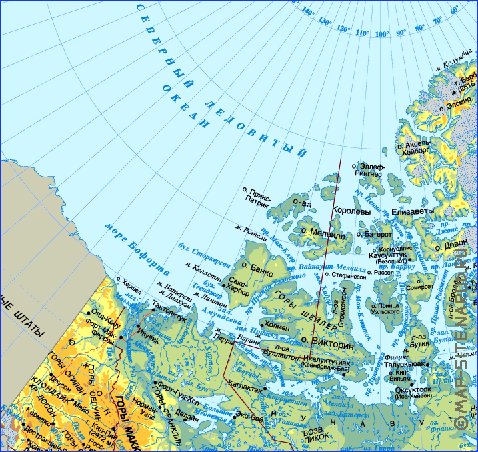 Physique carte de Canada