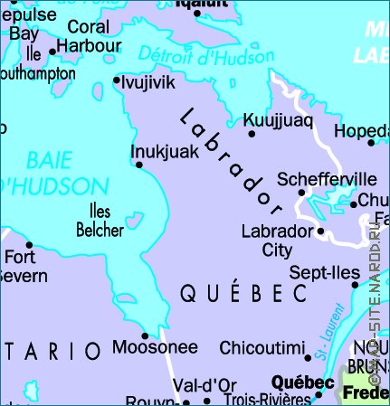 mapa de Canada em frances