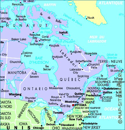 mapa de Canada em frances