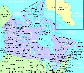 mapa de Canada em frances