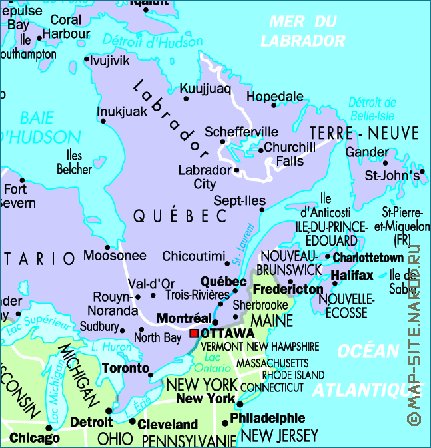 mapa de Canada em frances