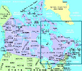 mapa de Canada em frances