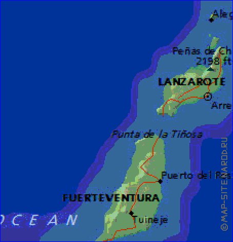 carte de Iles Canaries en anglais