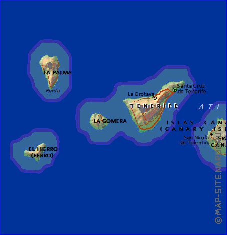 carte de Iles Canaries en anglais