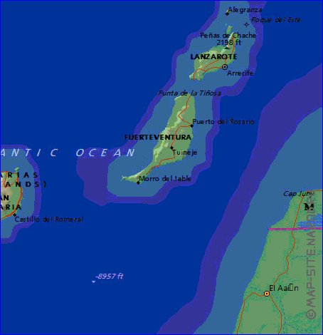 mapa de Canarias em ingles