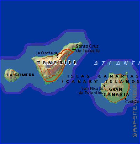 carte de Iles Canaries en anglais