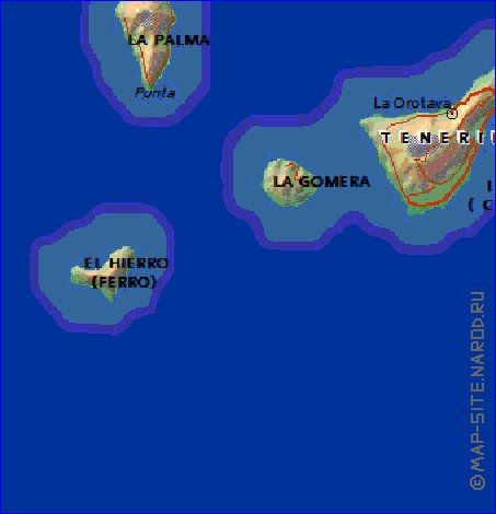 carte de Iles Canaries en anglais