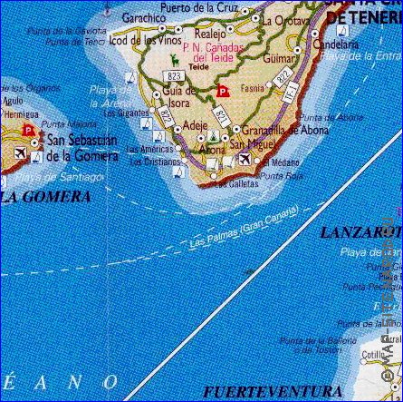 carte de Iles Canaries en espagnol