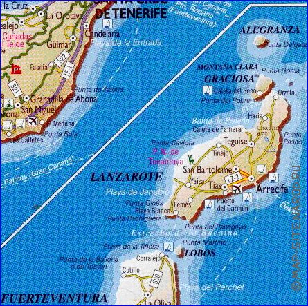 carte de Iles Canaries en espagnol