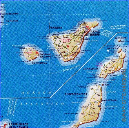 carte de Iles Canaries en espagnol