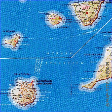 carte de Iles Canaries en espagnol