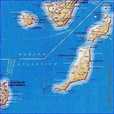 carte de Iles Canaries en espagnol