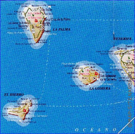 carte de Iles Canaries en espagnol