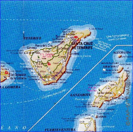 carte de Iles Canaries en espagnol