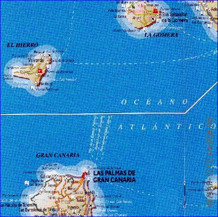 carte de Iles Canaries en espagnol