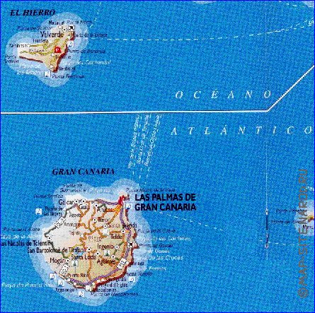 carte de Iles Canaries en espagnol