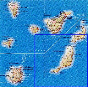 carte de Iles Canaries en espagnol