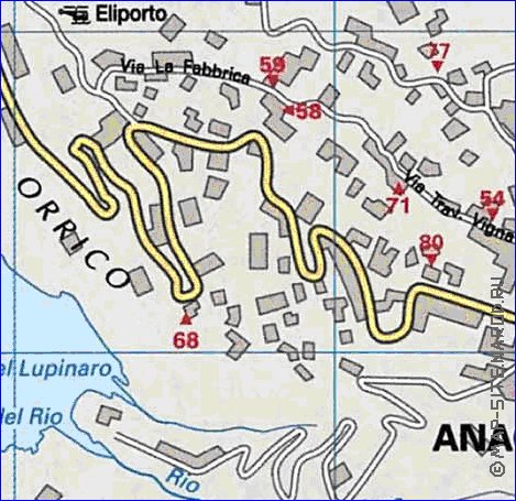 mapa de  ilha Capri