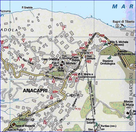 mapa de  ilha Capri