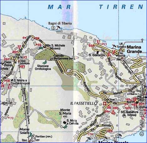 mapa de  ilha Capri