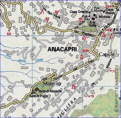 mapa de  ilha Capri