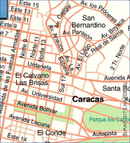 carte de Caracas en espagnol