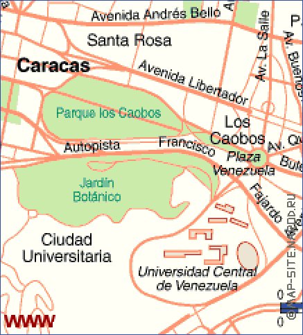 mapa de Caracas em espanhol