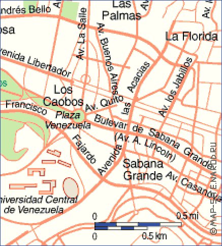 carte de Caracas en espagnol