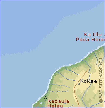 carte de Kauai en anglais