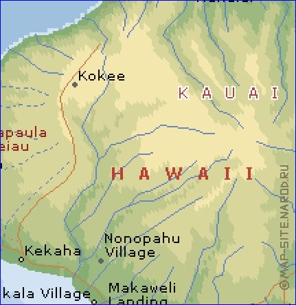 carte de Kauai en anglais