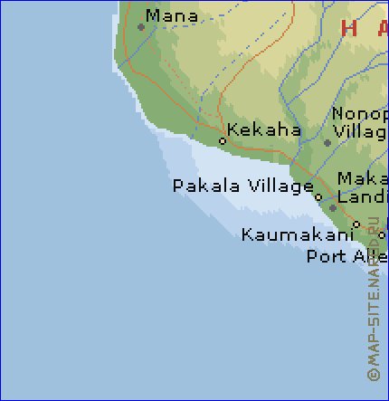 mapa de Kauai em ingles