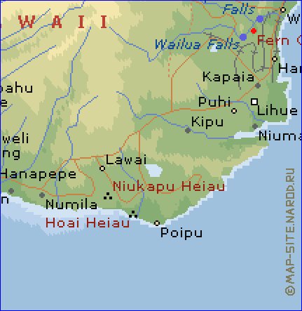 carte de Kauai en anglais