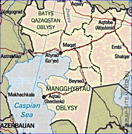 Administrativa mapa de Cazaquistao