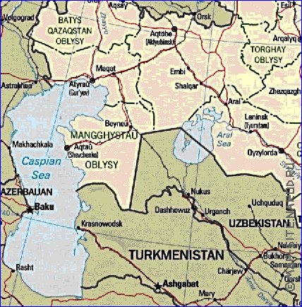 Administrativa mapa de Cazaquistao