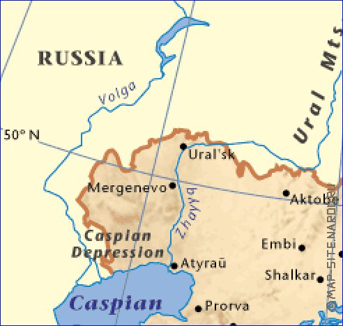 carte de Kazakhstan en anglais