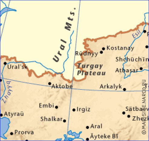 carte de Kazakhstan en anglais