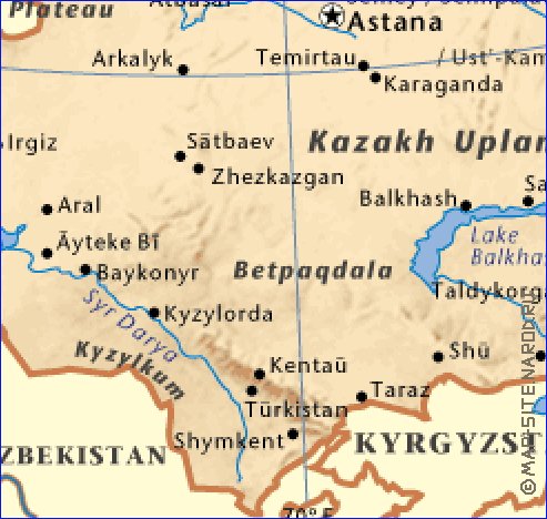 carte de Kazakhstan en anglais