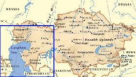 mapa de Cazaquistao em ingles