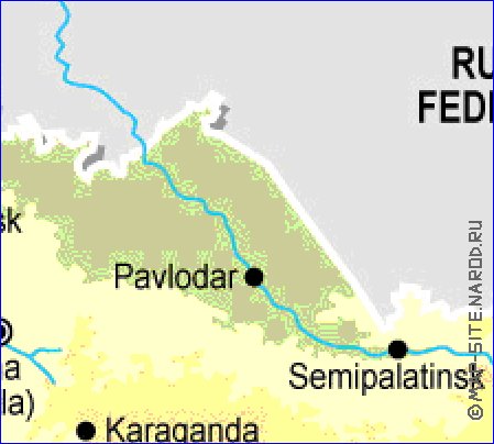 Fisica mapa de Cazaquistao em ingles