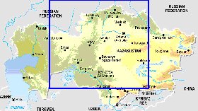 Fisica mapa de Cazaquistao em ingles