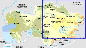 Fisica mapa de Cazaquistao em ingles