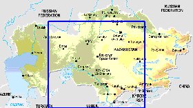 Fisica mapa de Cazaquistao em ingles