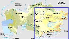 Fisica mapa de Cazaquistao em ingles