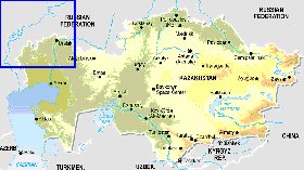Fisica mapa de Cazaquistao em ingles