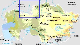 Fisica mapa de Cazaquistao em ingles